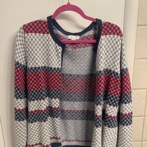 Christopher & Banks Red and Blue Checkered Cardigan